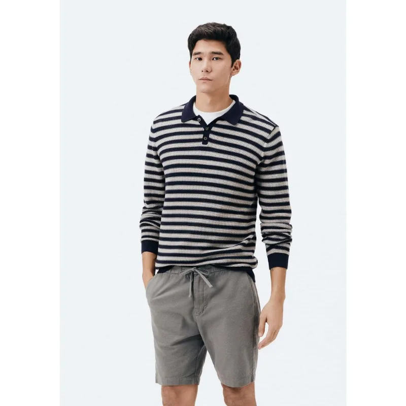 Bermuda Masculina Reta Com Linho - Cinza 040