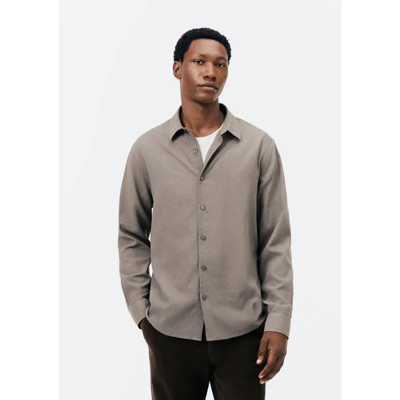 Camisa Masculina Manga Longa Slim Com Linho - Cinza XXG
