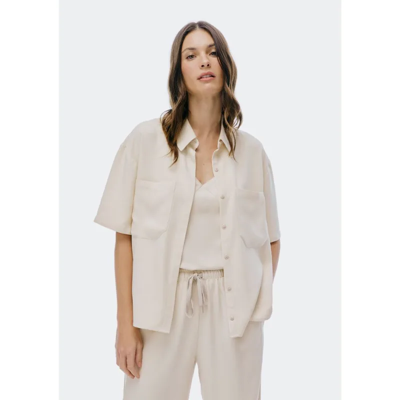 Camisa Feminina Manga Curta - Creme G