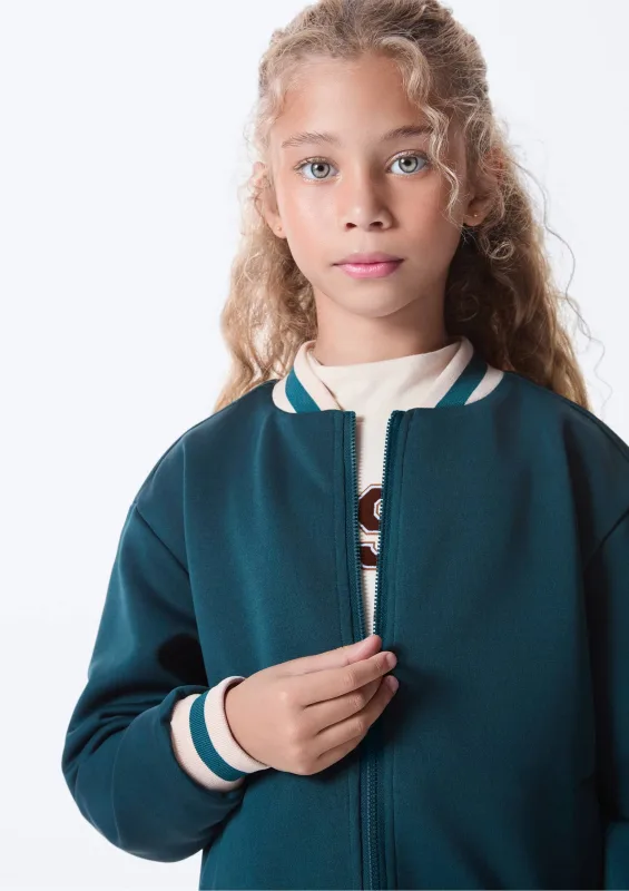 Jaqueta Infantil Bomber Com Detalhes Em Retilínea - Verde - Hering Kids - Jaquetas