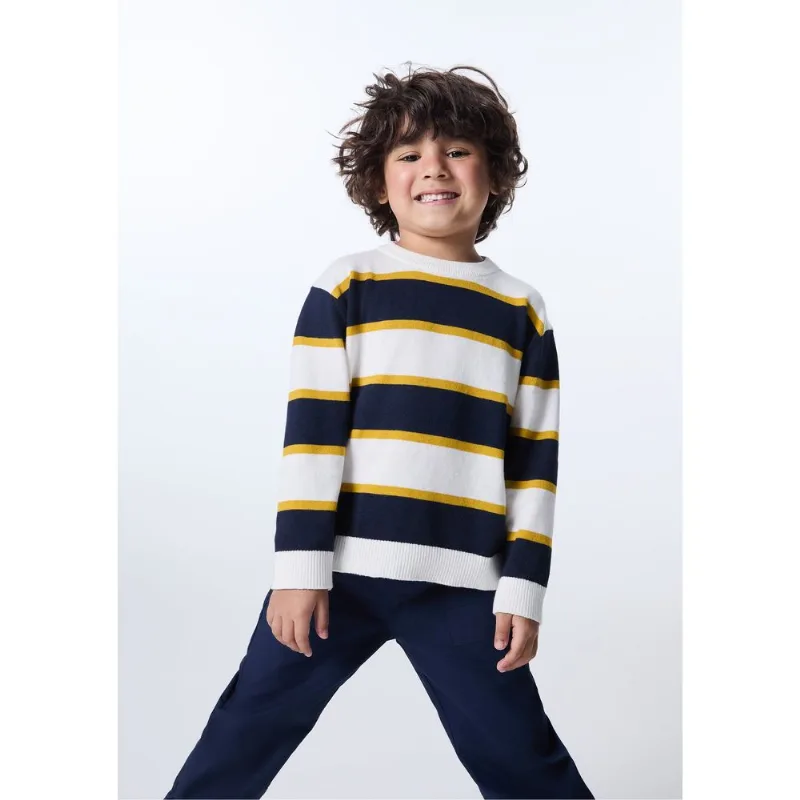 Blusão Infantil Menino Tricô e Jacquard - Azul 002