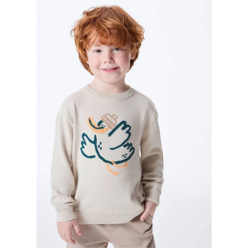 Blusão Infantil Menino Toddler Em Tricô - Bege 002