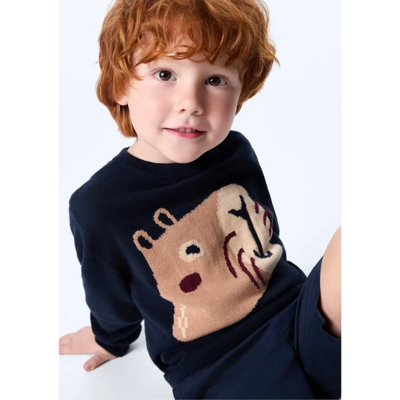 Blusão Infantil Menino Toddler Em Tricô - Azul 003