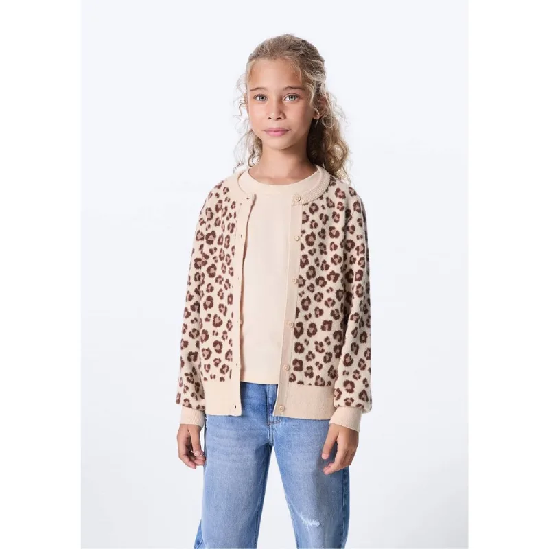 Cardigan Infantil Menina Em Tricô Estampado - Nude 006