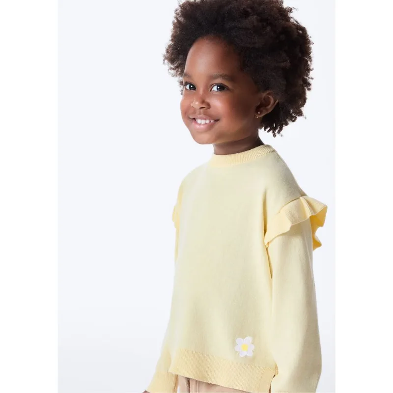 Blusão Infantil Menina Toddler Em Tricô - Amarelo 003