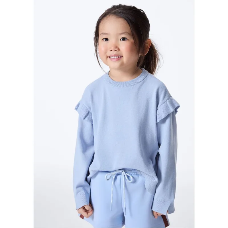 Blusão Infantil Menina Toddler Em Tricô - Azul 003