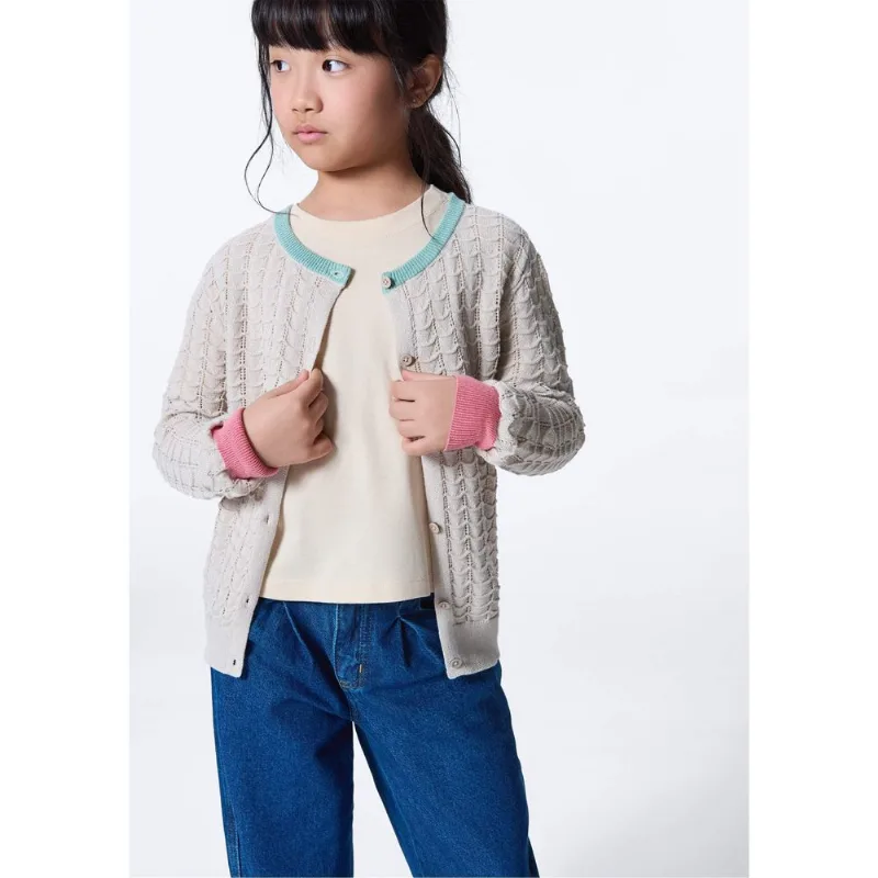 Cardigan Infantil Menina Tricô Ajustado - Cinza 012
