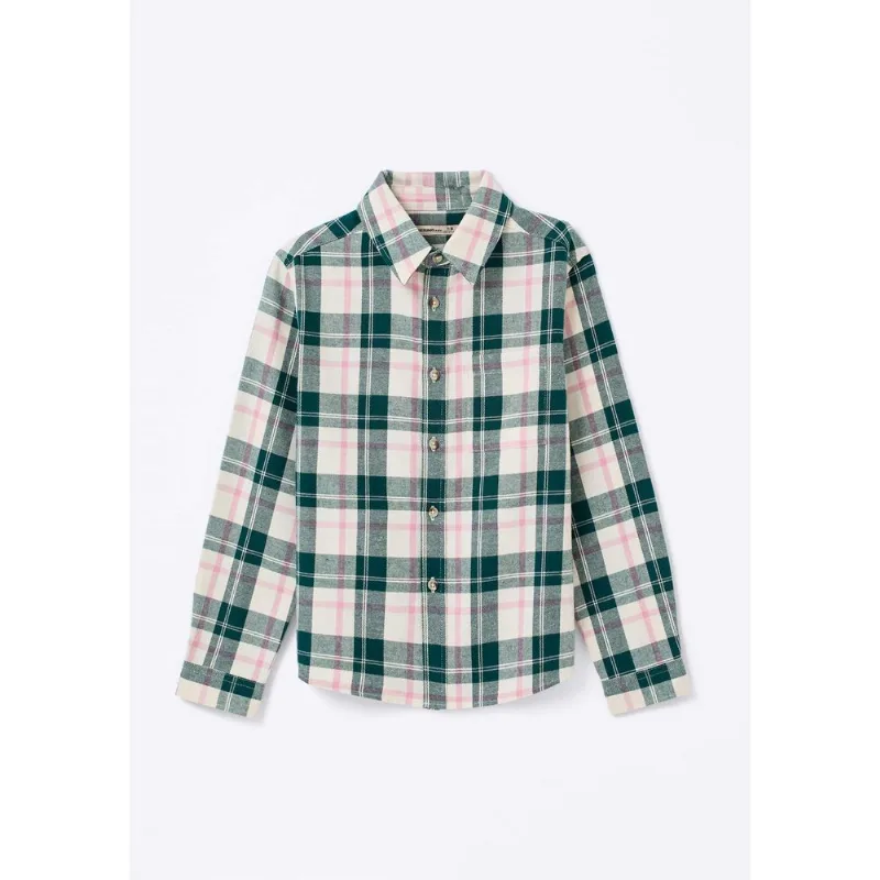 Camisa Infantil Menina Regular Fio Tinto Xadrez - Verde 006