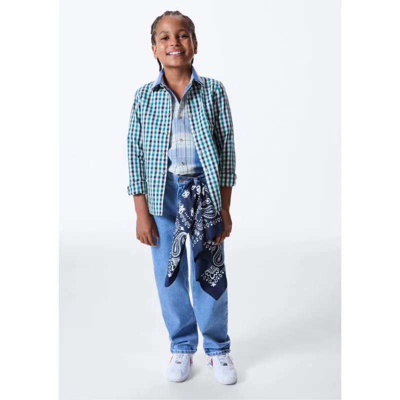 Camisa Infantil Menino Comfort Fio Tinto Quadriculada - Verde 004