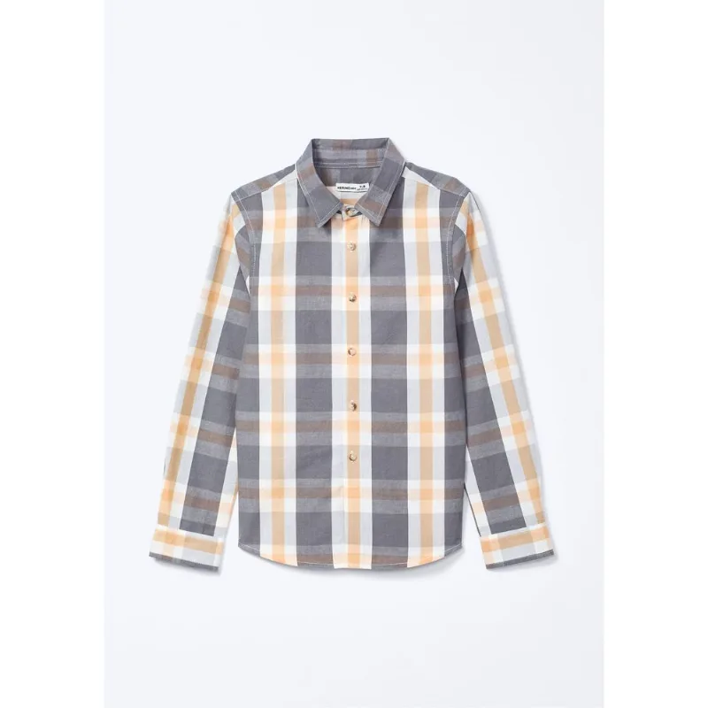 Camisa Infantil Menino Comfort Fio Tinto Xadrez - Cinza 010