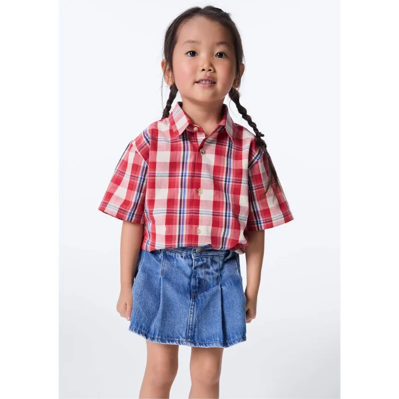 Camisa Infantil Unissex Tricoline Xadrez - Vermelho 004