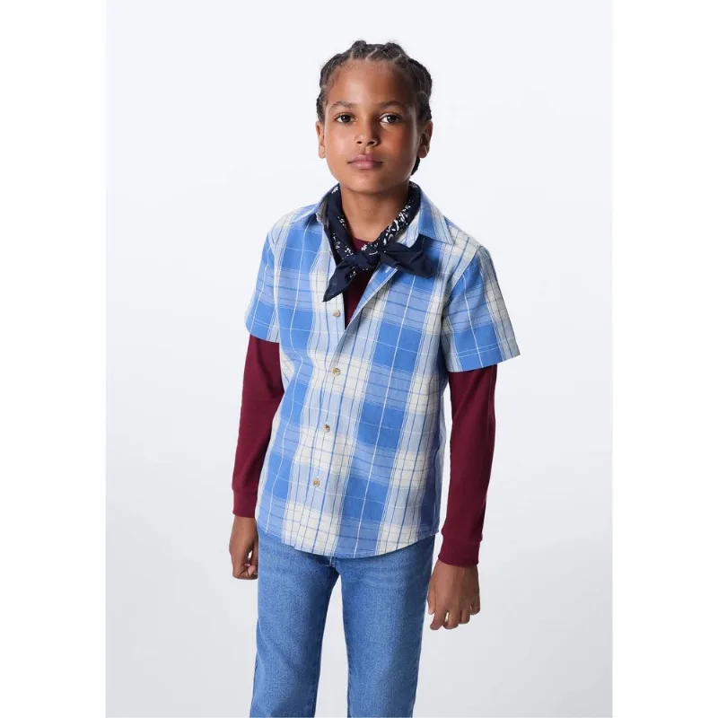 Camisa Infantil Menino Tricoline Xadrez - Azul 004