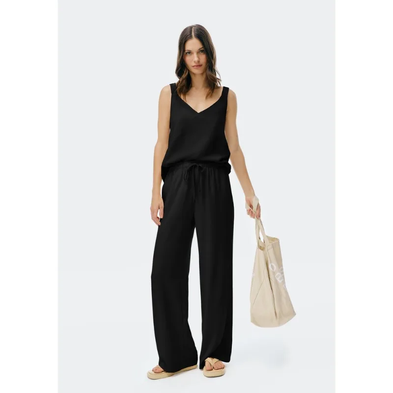 Calça Feminina Pantalona Cintura Média - Preto M