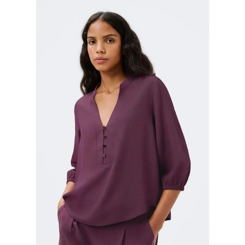 Blusa Básica Feminina Manga 7/8 Bufante - Roxo XG