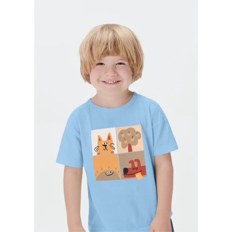 Camiseta Infantil Menino Toddler Com Estampa Interativa - Azul 004