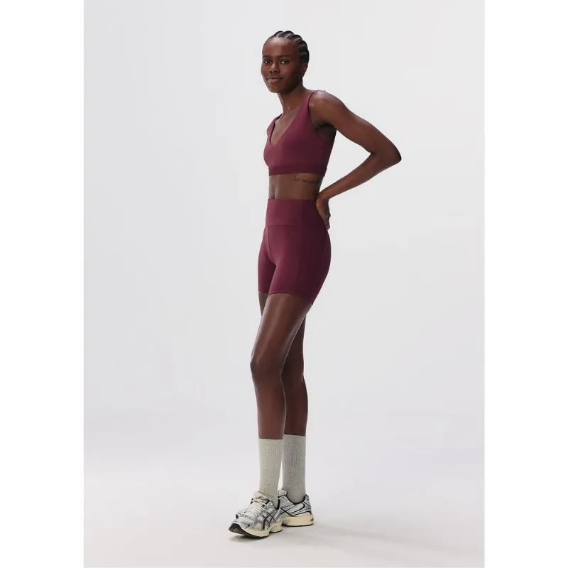 Bermuda Esportiva Feminina Biker Com Texturas - Vinho G
