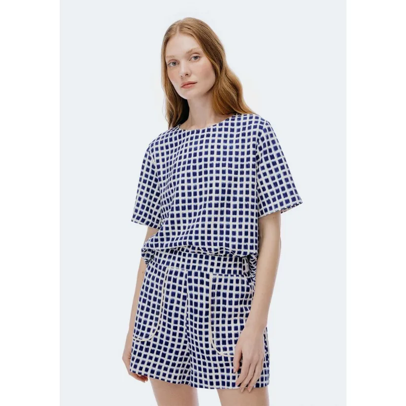 Blusa Feminina Estampada Em Viscose - Azul G