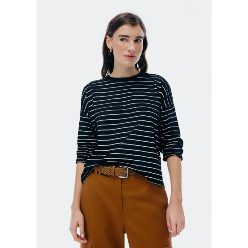 Blusa Feminina Manga Longa Listrada - Preto XG