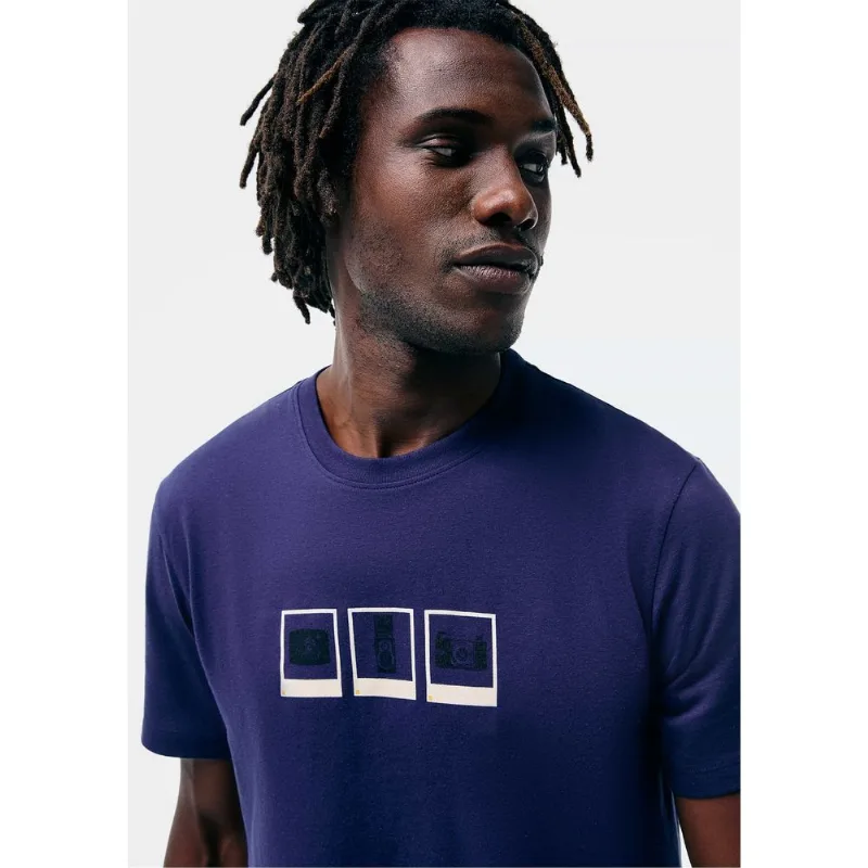 Camiseta Masculina Manga Curta Com Estampa - Azul G