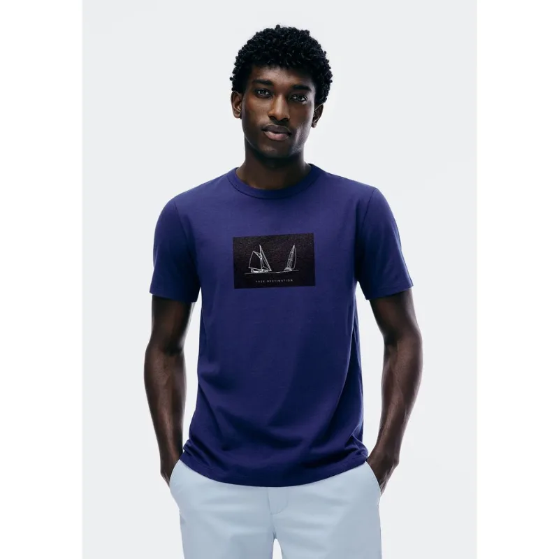 Camiseta Masculina Manga Curta Com Estampa - Azul M