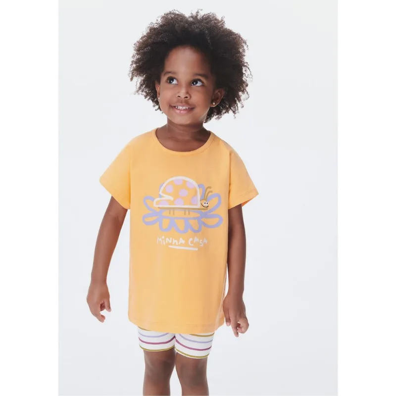 Conjunto Curto Infantil Menina Toddler - Laranja 001