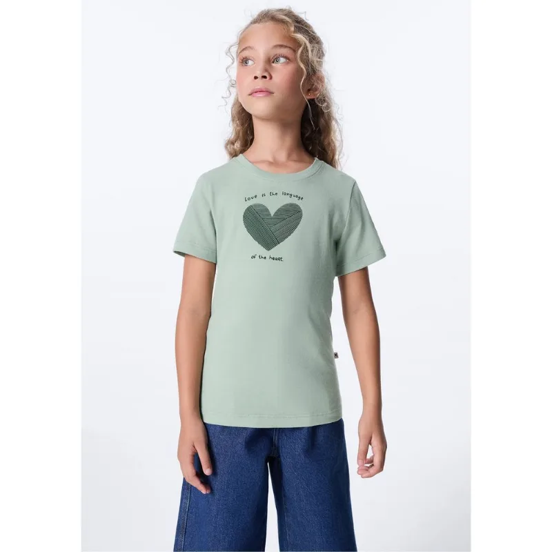 Blusa Infantil Menina Manga Curta Com Estampa - Verde 012