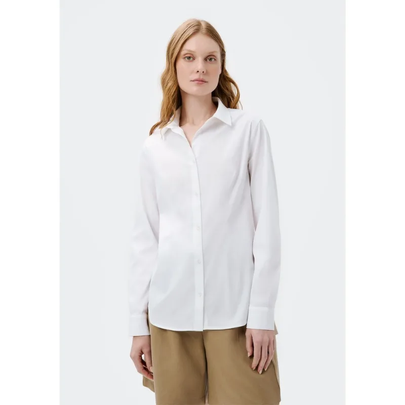 Camisa Feminina Manga Longa Em Tricoline - Branco P