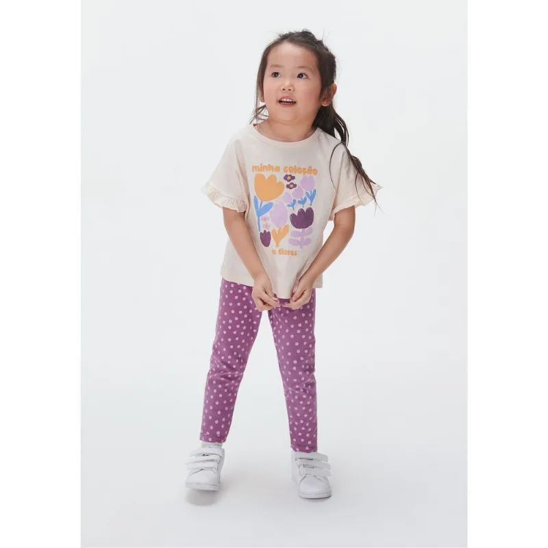 Conjunto Infantil Menina Estampado - Bege 004