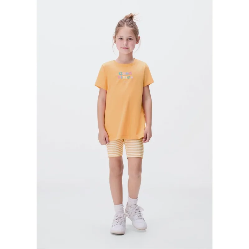 Conjunto Infantil Menina Curto Com Estampa - Laranja 008