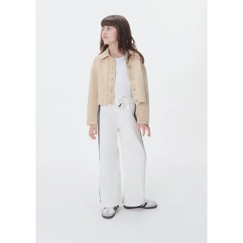 Calça Wide Leg Infantil Menina Em Moletom - Off white 006