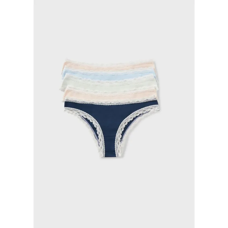 Kit 5 Calcinhas Básicas Modelagem Biquíni Em Algodão - Multicolorido G