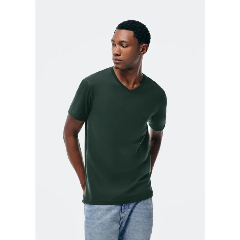 Camiseta Básica Masculina Manga Curta Decote V World - Verde G
