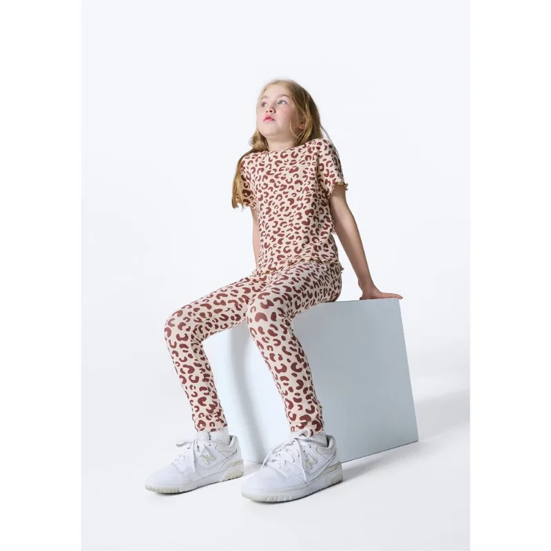 Calça Legging Infantil Menina Estampada Em Ribana - Nude 006