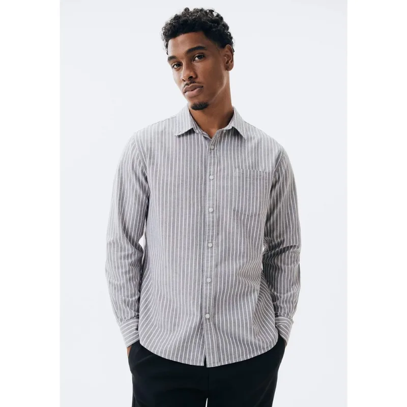 Camisa Masculina Manga Longa Fio Tinto Listrada - Cinza M