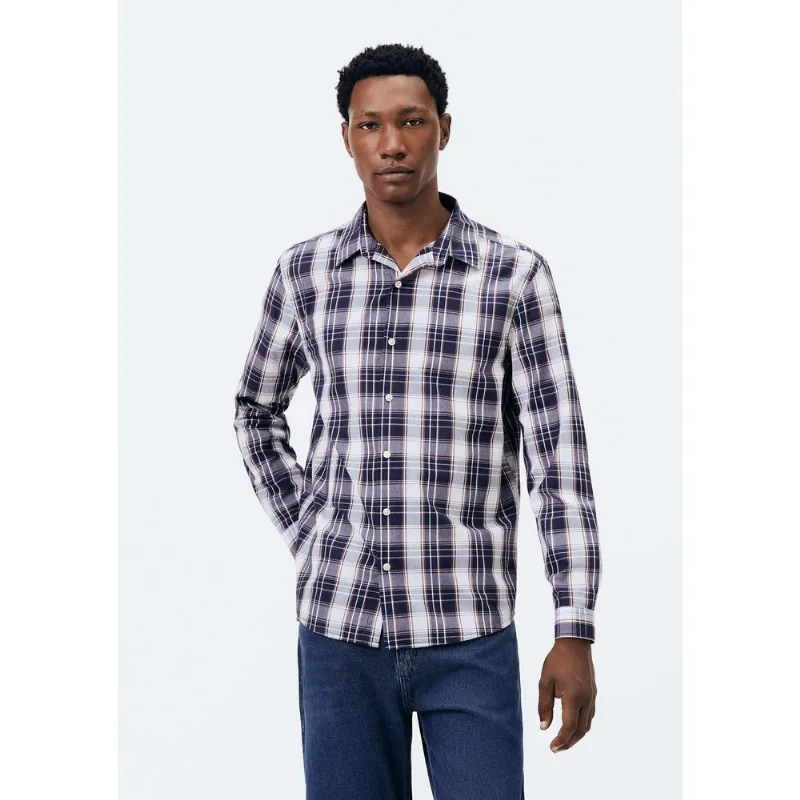 Camisa Masculina Manga Longa Xadrez - Azul M