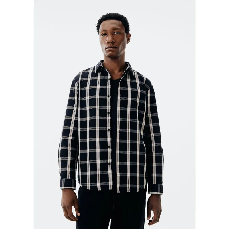 Camisa Masculina Manga Longa Xadrez - Preto M