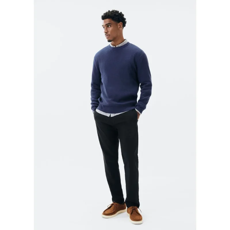 Calça Masculina Taper Em Sarja Com Linho - Azul 044