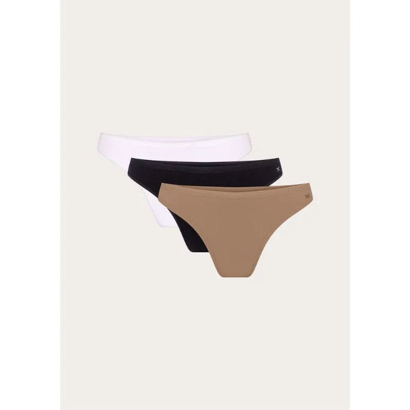 Kit 3 Calcinhas Tanga Em Malha - Multicolorido XG