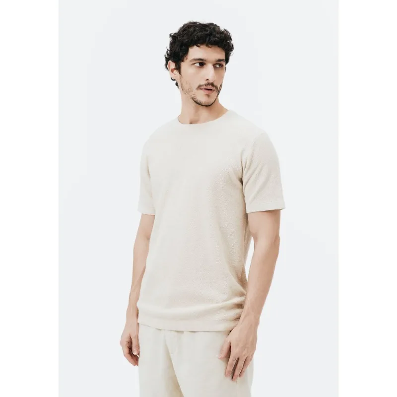 Camiseta Masculina Regular em Tricô - Bege XXG