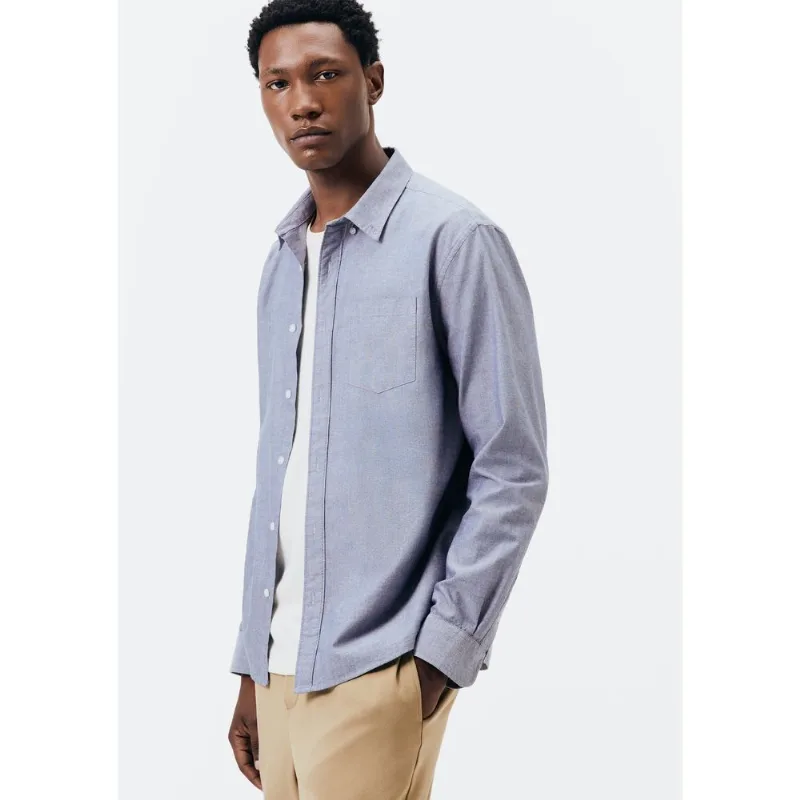 Camisa Masculina Manga Longa Oxford - Cinza XXG