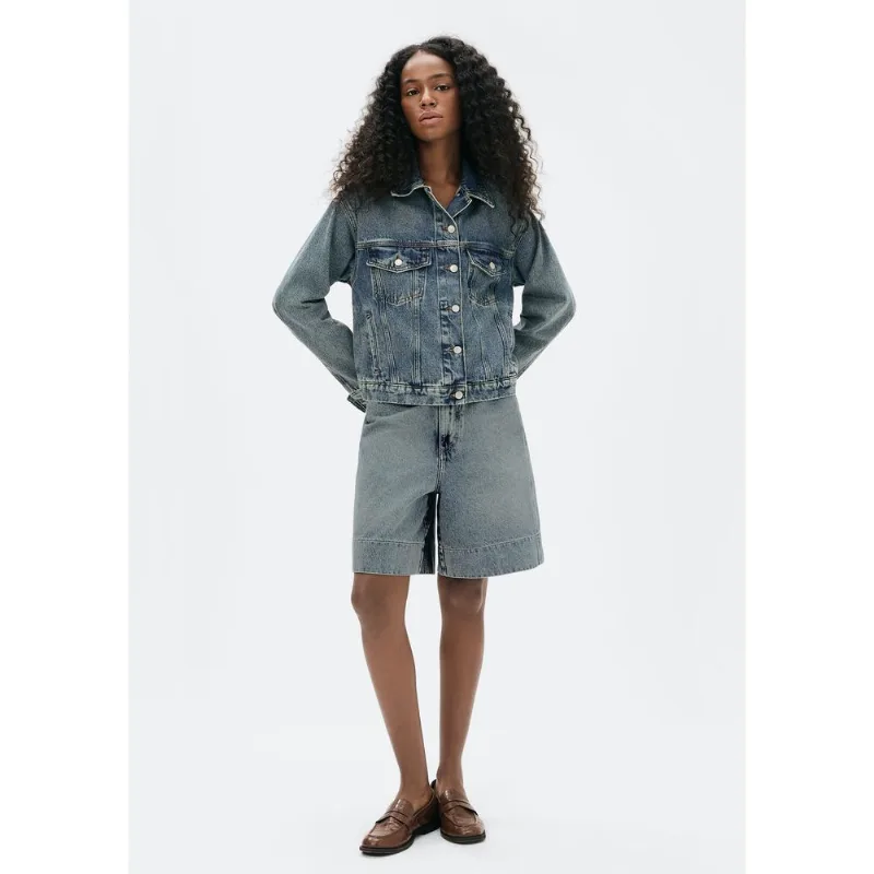 Bermuda Jeans Feminina Cintura Média - Azul 046