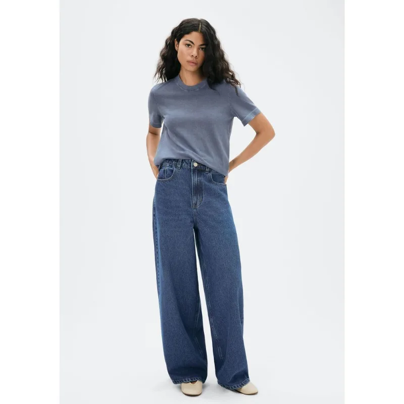 Calça Jeans Feminina Wide Leg Cintura Alta - Azul 038