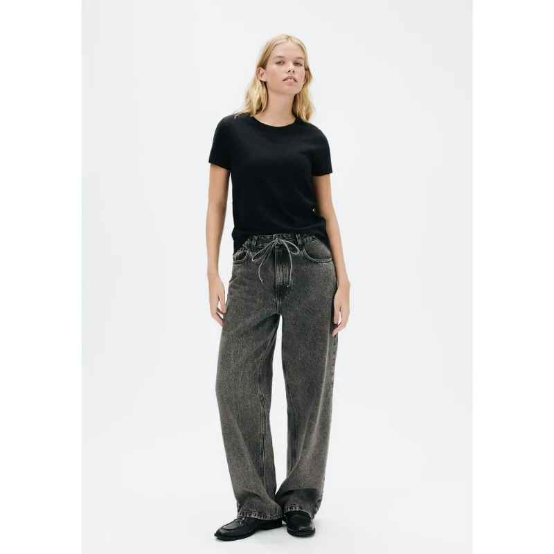 Calça Jeans Feminina Wide Leg Cintura Média - Preto 040