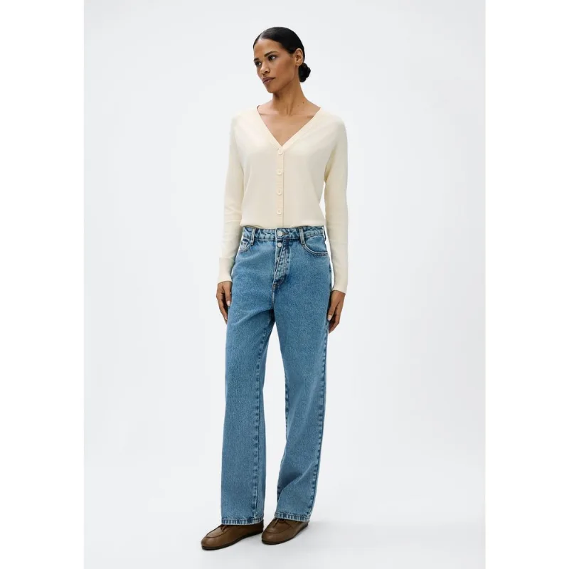 Calça Jeans Feminina Reta Cintura Média - Azul 042