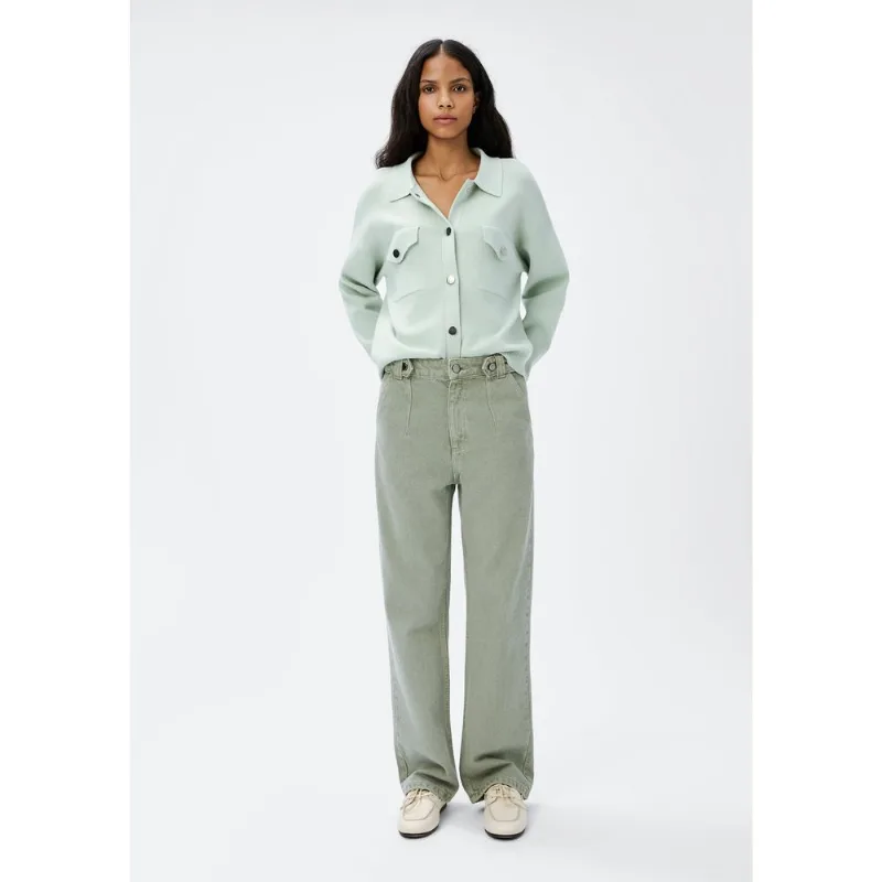 Calça Feminina Reta Em Sarja - Verde 034