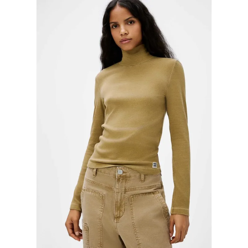 Blusa Feminina Gola Alta Em Ribana - Caqui XG