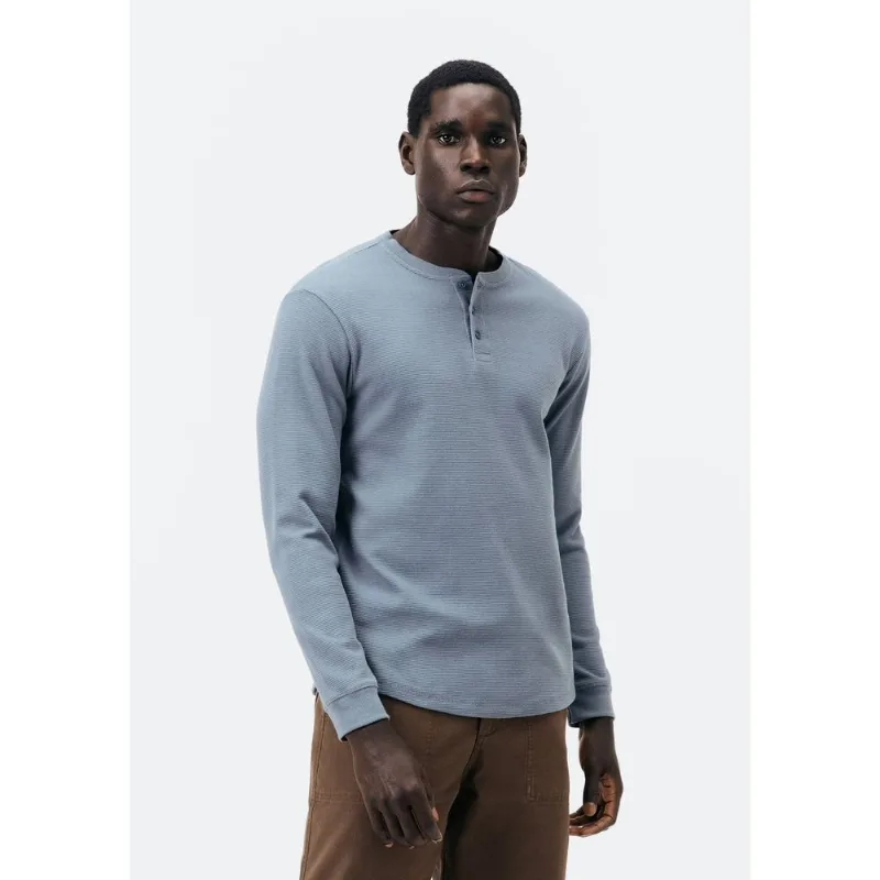 Camiseta Masculina Henley Texturizada - Azul XXG