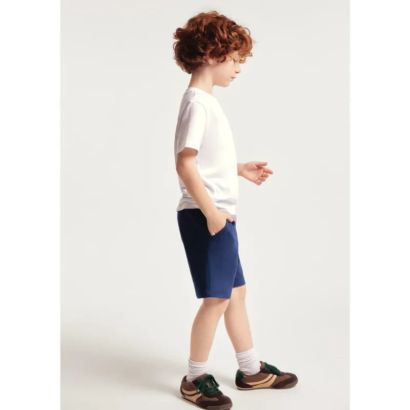 Bermuda Básica Infantil Menino Em Moletom - Azul 005