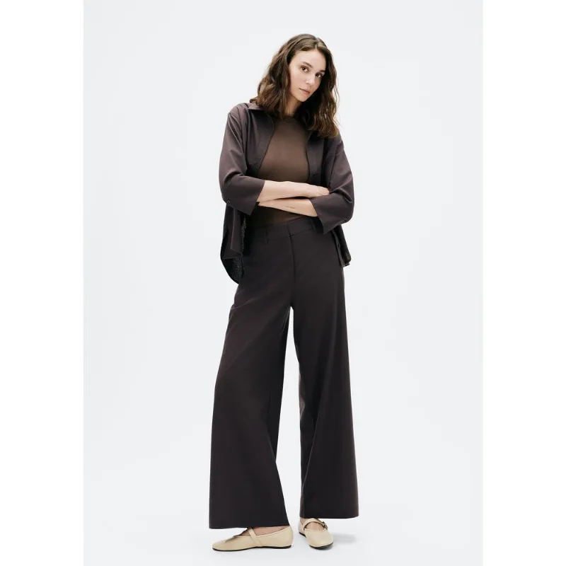 Calça Feminina Reta Cintura Alta Com Linho - Cinza 038