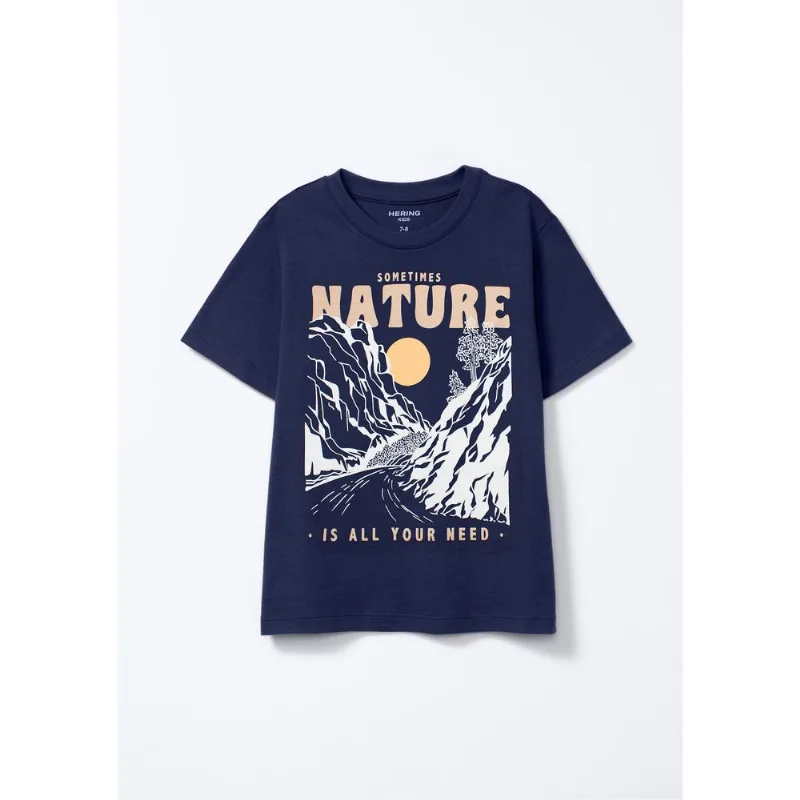 Camiseta Infantil Menino Manga Curta Com Estampa - Azul 012